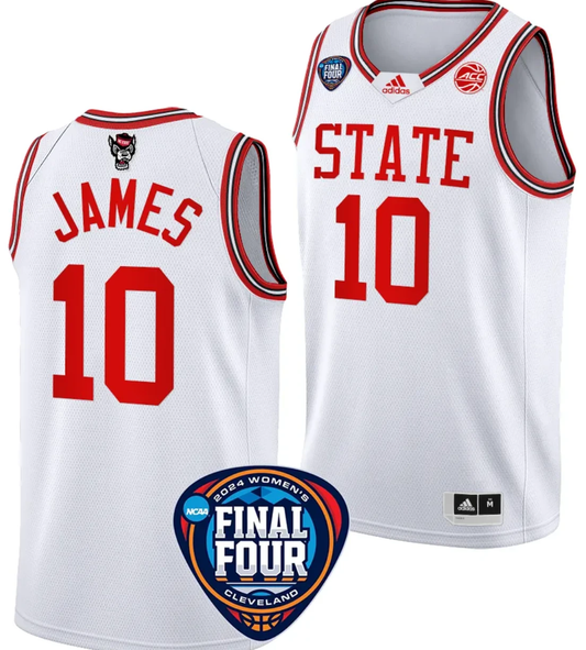 Aziaha James Jersey #10 NC State Wolfpack Basketball 2024 NCAA March Madness Final Four White by My store basketball