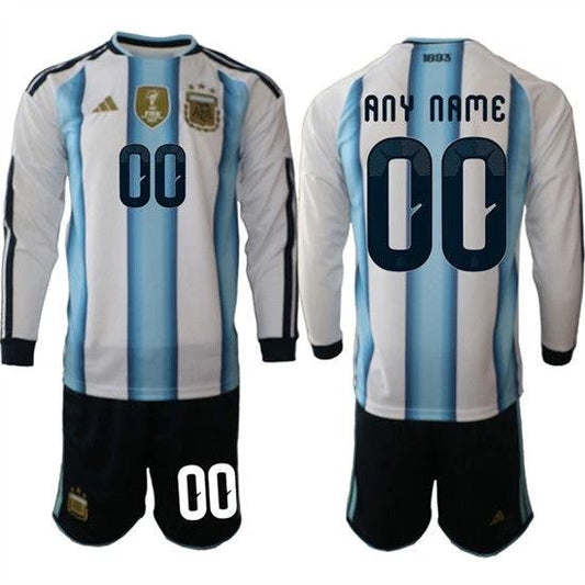Argentina Custom Any Name And Number Long Sleeve National Team x World Cup 2026 Home White On Field Soccer by Soccer Jersey