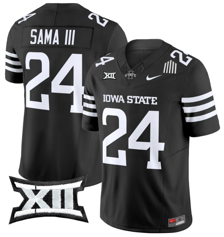 Abu Sama III Jersey #24 Iowa State Cyclones Vapor Limited College Football Stitched Black by My Store