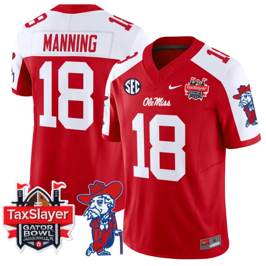 Archie Manning Jersey #18 Ole Miss Rebels 2025 Gator Bowl Patch Red Alternate by My Store