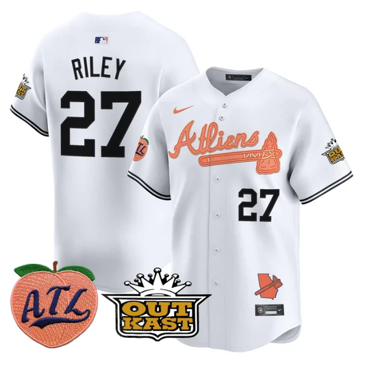 Austin Riley Jersey #27 Atlanta Braves Atliens Peach Vapor Premier Limited Stitched White by My Store