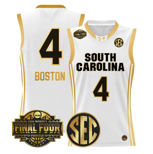 Aliyah Boston Jersey #4 South Carolina 2026 Final Four Stitched White Gold by My store basketball