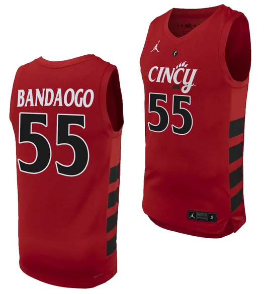 Aziz Bandaogo Jersey #55 Cincinnati Bearcats College Basketball Replica 2023-24 Red by My store basketball