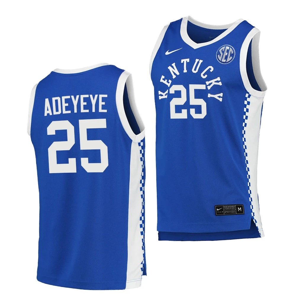Adebola Adeyeye Jersey Kentucky Wildcats College Basketball NCAA eligibility Jersey 2023 WNBA Draft Blue #25 by My store basketball