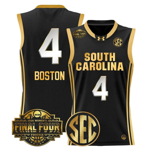 Aliyah Boston Jersey #4 South Carolina 2026 Final Four Stitched Black Gold by My store basketball