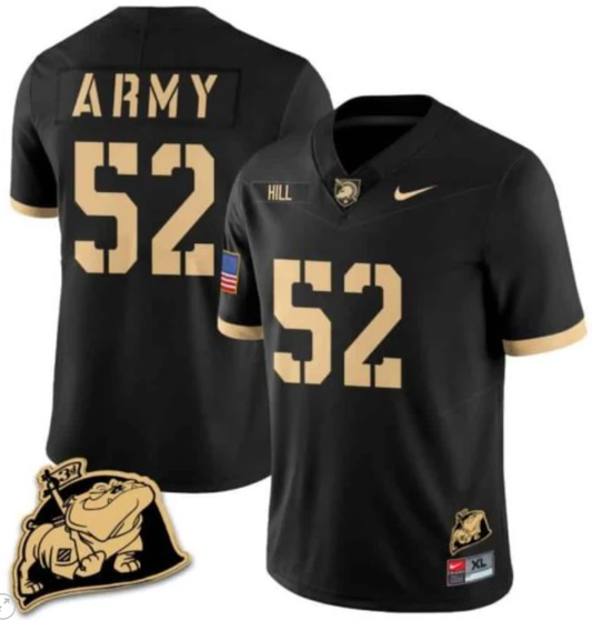 Austin Hill Jersey #52 Army Black Knights Jersey Rocky The Bulldog Patch Vapor Limited College Football Stitched Black by My Store