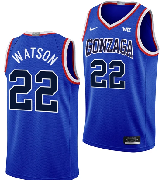 Anton Watson Jersey #22 Gonzaga Bulldogs Throwback Basketball uniform 2023-24 Blue by My store basketball