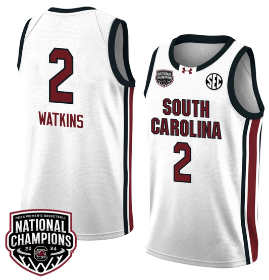 Ashlyn Watkins Jersey #2 South Carolina Gamecocks 2024 NCAA Basketball National Champions White Red by My store basketball