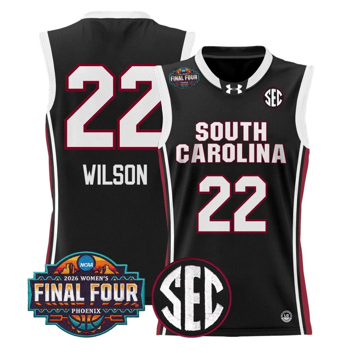 A'ja Wilson Jersey #22 South Carolina 2026 Final Four Stitched Black by My store basketball