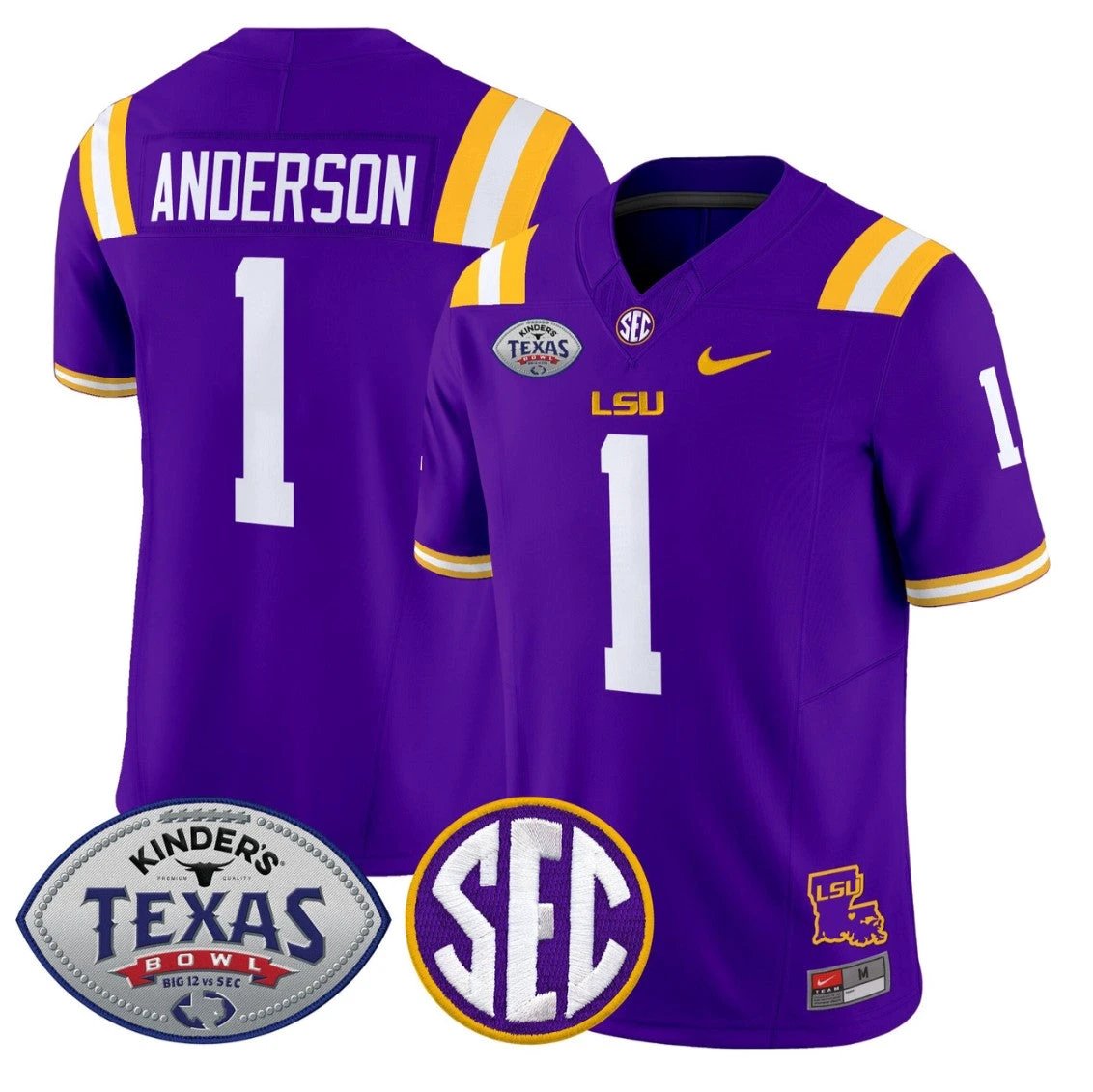 Aaron Anderson Jersey #1 LSU Tigers 2025 Texas Bowl Limited Stitched Purple by NCAA Football Jersey