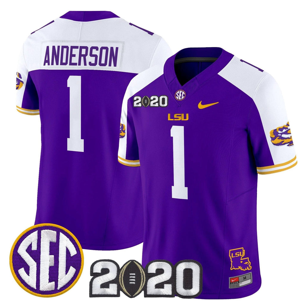Aaron Anderson Jersey #1 LSU Tigers 2020 National Champions Stitched Purple Alter by My Store NCAA Football Jerseys