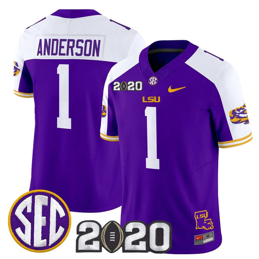 Aaron Anderson Jersey #1 LSU Tigers 2020 National Champions Stitched Purple Alter by My Store NCAA Football Jerseys