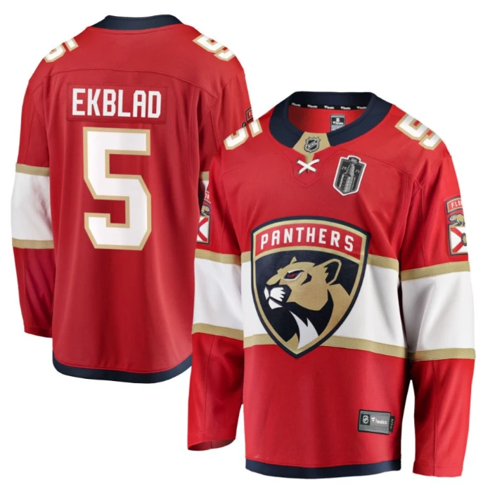 Aaron Ekblad 5 Florida Panthers 2025 Stanley Cup Final Home Breakaway Men Jersey Red by Hockey David