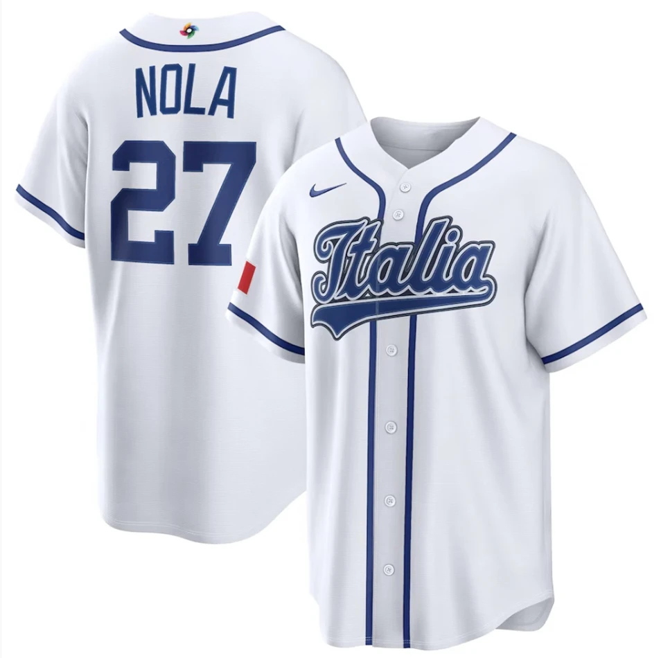 Aaron Nola Jersey #27 Italy Baseball 2026 World Baseball Classic Stitched White by My Store