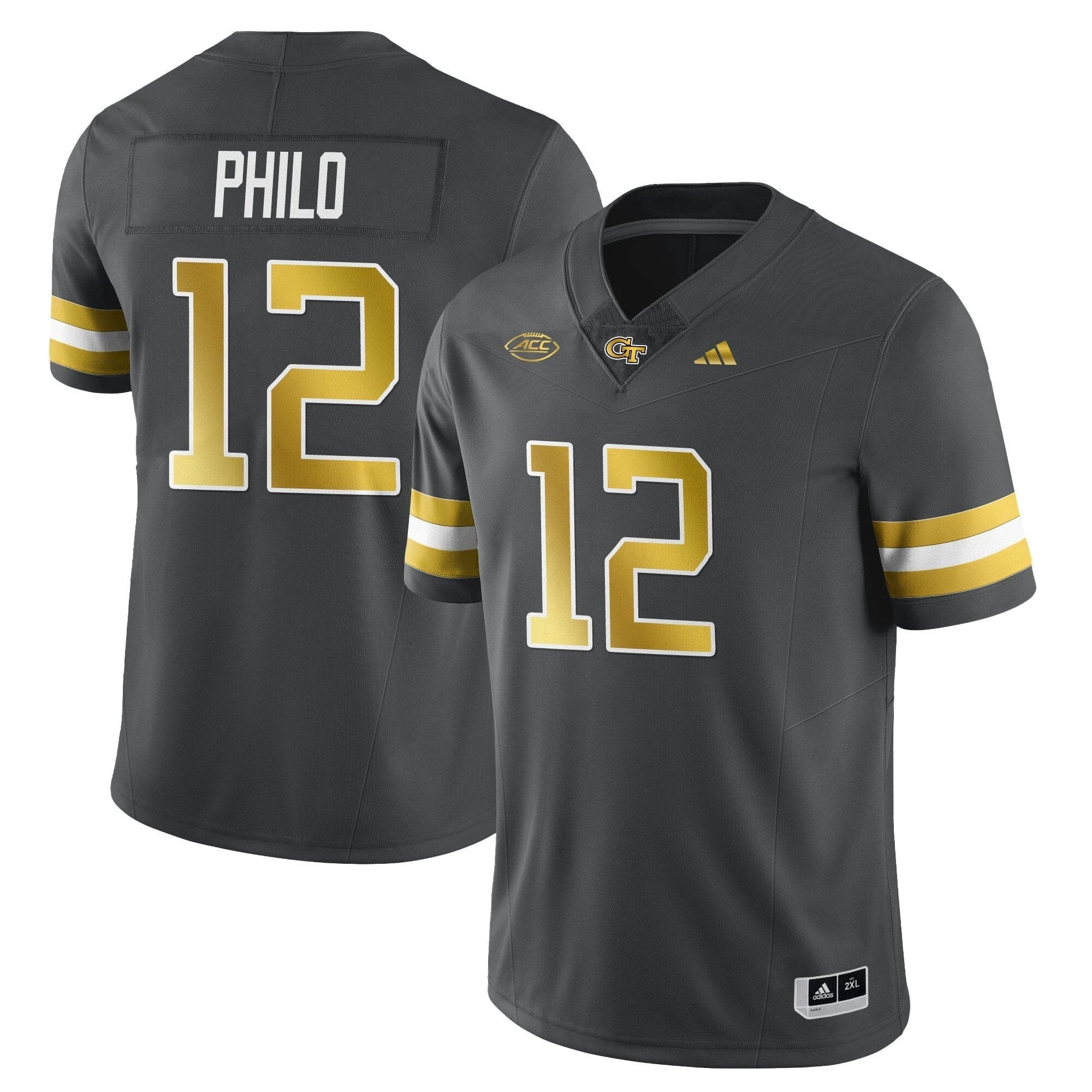 Aaron Philo Jersey #12 Georgia Tech Football 2025 Limited Stitched Dark Gray by NCAA Football Jersey