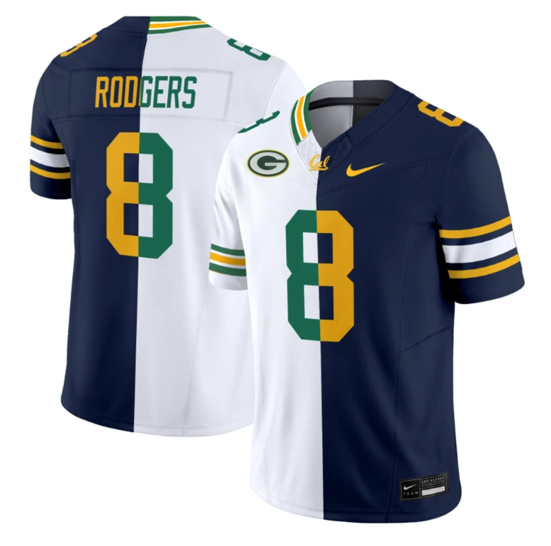 Aaron Rodgers Jersey #8 California Golden Bears Split Vapor Limited Stitched by NCAA Football Jersey