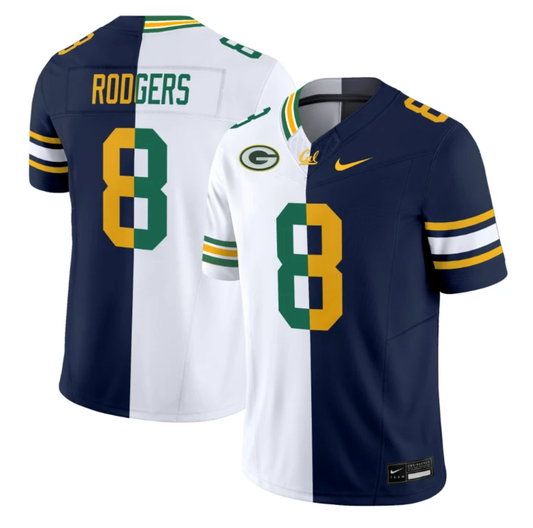 Aaron Rodgers Jersey #8 California Golden Bears Split Vapor Limited Stitched by NCAA Football Jersey