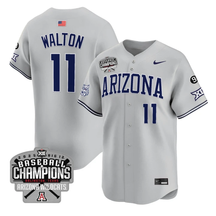 Aaron Walton Jersey #11 Arizona Wildcats 2025 Big 12 Champions Vapor Premier Limited Stitched by My Store