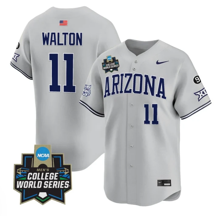 Aaron Walton Jersey #11 Arizona Wildcats 2025 World Series Stitched Gray by My Store