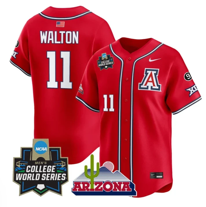 Aaron Walton Jersey #11 Arizona Wildcats 2025 World Series Stitched Red by My Store