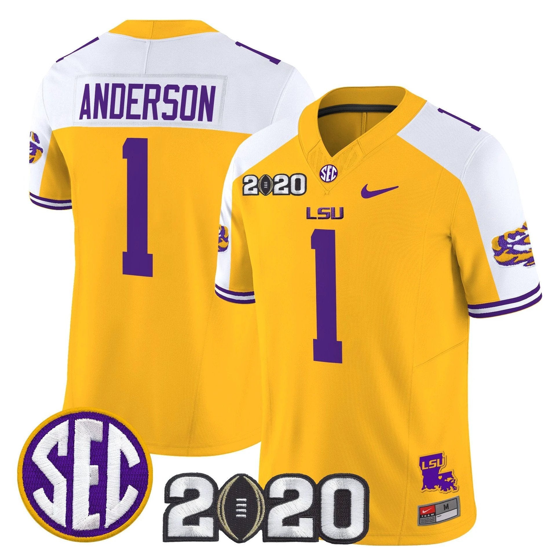 Aaron Anderson Jersey #1 LSU Tigers 2020 National Champions Stitched by My Store NCAA Football Jerseys