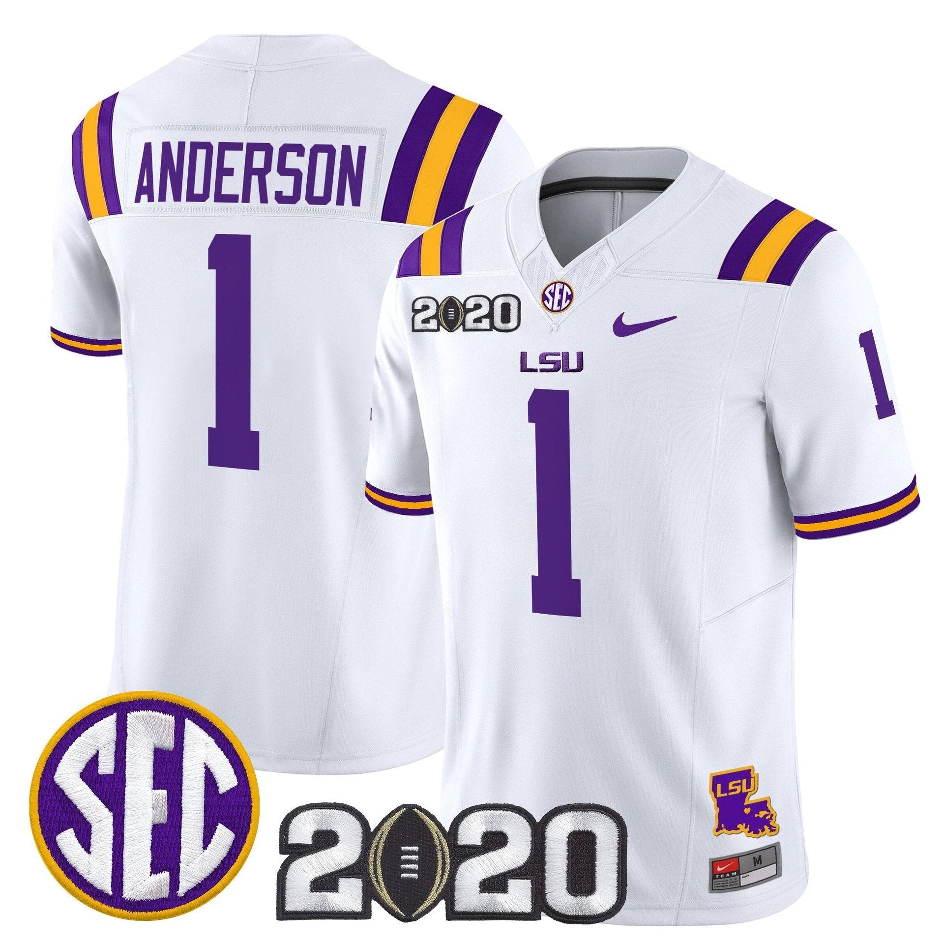 Aaron Anderson Jersey #1 LSU Tigers 2020 National Champions Stitched by My Store NCAA Football Jerseys