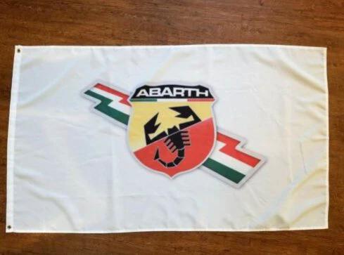 Abarth Racing White Flag 3X5 Ft Polyester Banner USA 90x150cm by flagsjustdoit