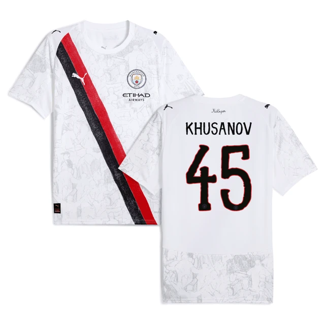 Abdukodir Khusanov 45 Manchester City 2025-26 Match Jersey – White by Soccer Jersey