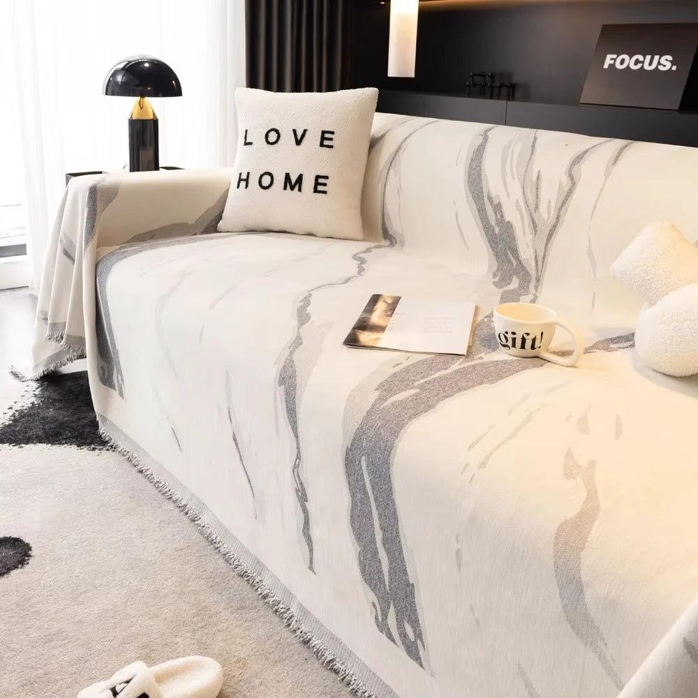 Abstract Brushstroke Chenille Sofa Cover by Casa & Beyond