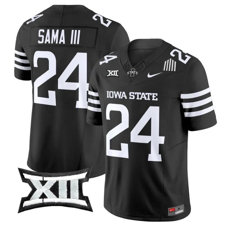 Abu Sama III Jersey #24 Iowa State Cyclones 2025 Limited Stitched Black by My Store NCAA Football Jerseys