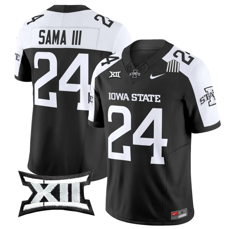 Abu Sama III Jersey #24 Iowa State Cyclones 2025 Limited Stitched Black Alter by My Store NCAA Football Jerseys