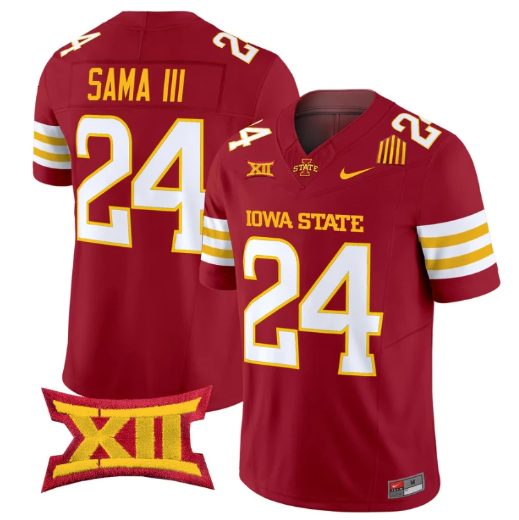 Abu Sama III Jersey #24 Iowa State Cyclones 2025 Limited Stitched Cardinal by My Store NCAA Football Jerseys
