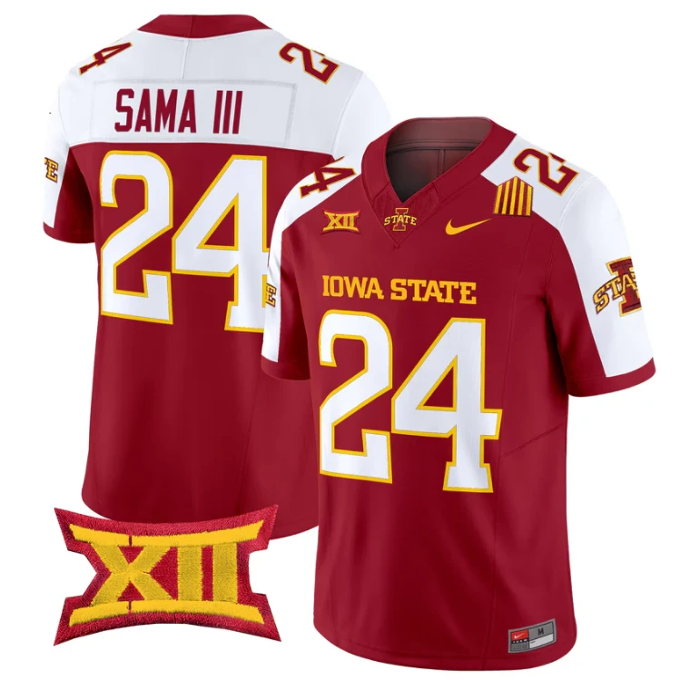 Abu Sama III Jersey #24 Iowa State Cyclones 2025 Limited Stitched Cardinal Alter by My Store NCAA Football Jerseys