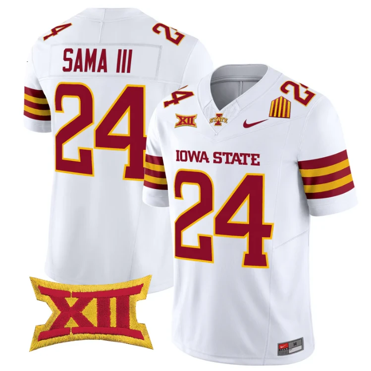 Abu Sama III Jersey #24 Iowa State Cyclones 2025 Limited Stitched White by My Store NCAA Football Jerseys