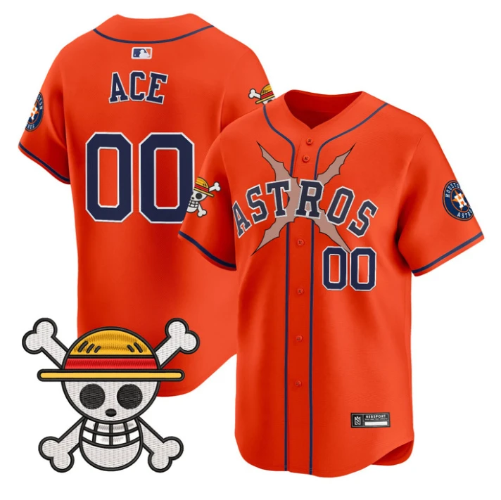 Ace Jersey #00 Houston Astros One Piece 2025 Vapor Limited Stitched Orange by My Store