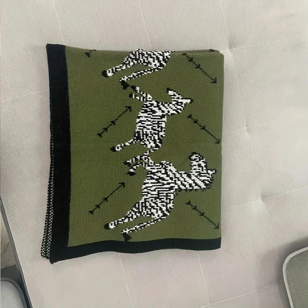Acrylic Vintage Wild Zebra Knitted Blanket by Casa & Beyond