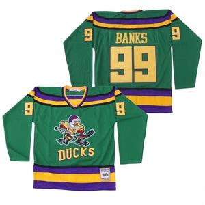 Adam Banks #99 Mighty Ducks Hockey Jersey Green by Hockey David