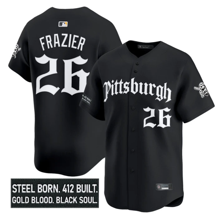 Adam Frazier Jersey #26 Pittsburgh Pirates Gothic Steel City Stitched Black by My Store