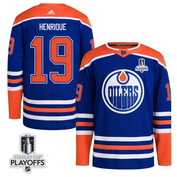 Adam Henrique 19 Edmonton Oilers 2024 NHL Playoffs Patch Home Jersey - Men by Hockey David