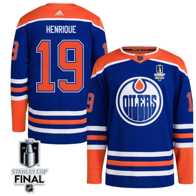 Adam Henrique 19 Edmonton Oilers 2024 STANLEY CUP Final Home Primegreen Jersey Men, Royal by Hockey David