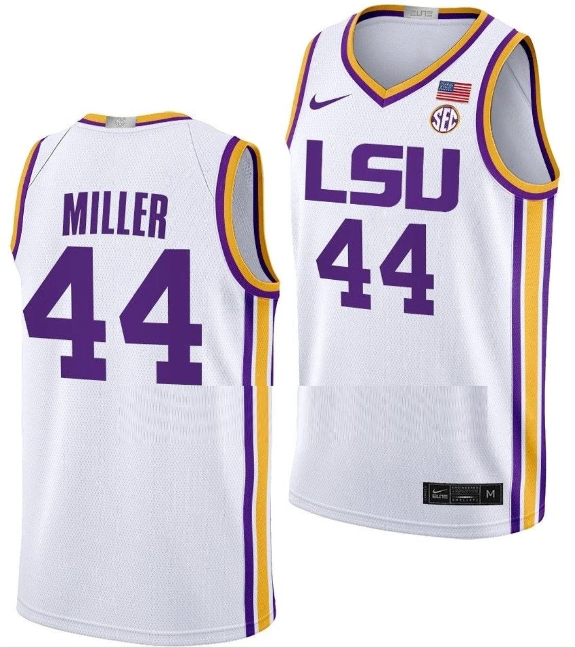 Adam Miller Jersey LSU Tigers College Basketball Limited White #44 by My store basketball