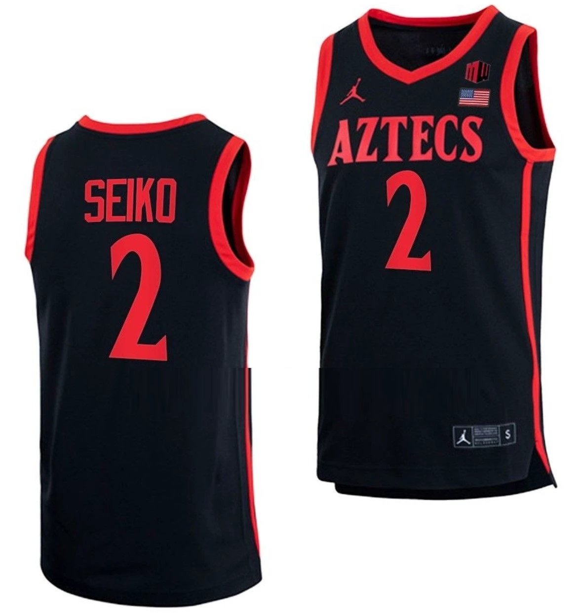 Adam Seiko Jersey San Diego State Aztecs College Basketball Black #2 by My store basketball
