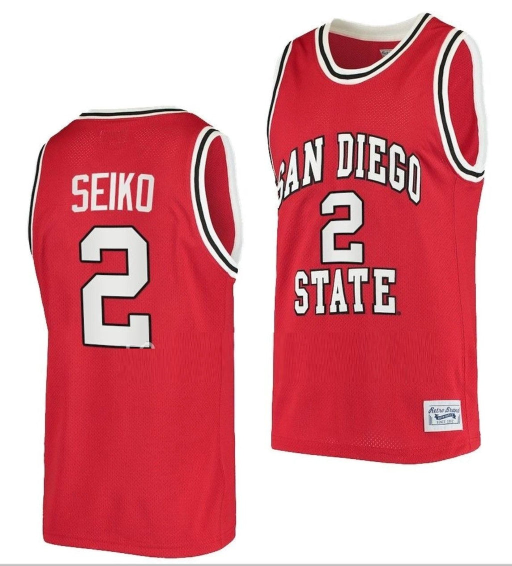 Adam Seiko Jersey San Diego State Aztecs College Basketball Red Retro #2 by My store basketball