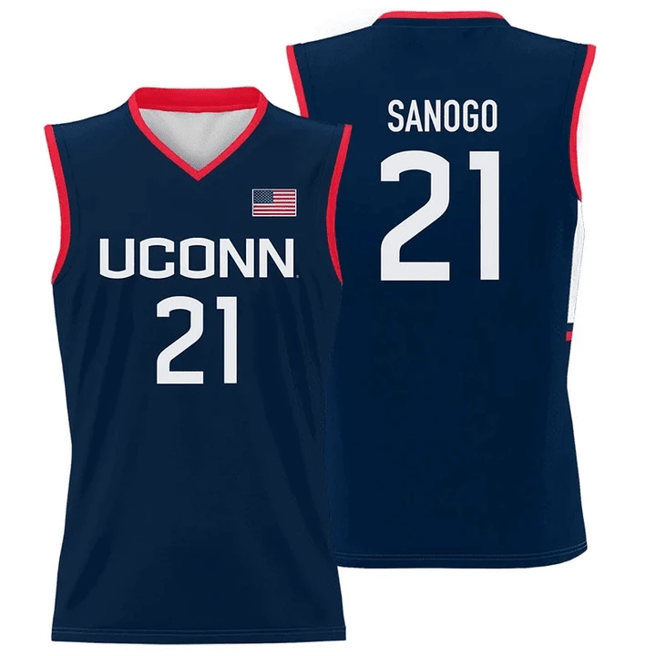 Adama Sanogo Jersey UConn Huskies College Basketball Navy #21 by My store basketball