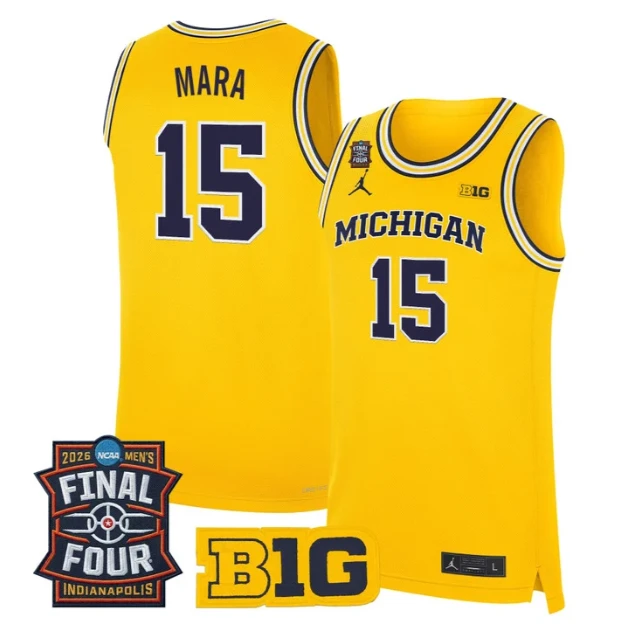 Aday Mara Jersey #15 Michigan Wolverines 2026 Final Four Stitched Maize by My store basketball