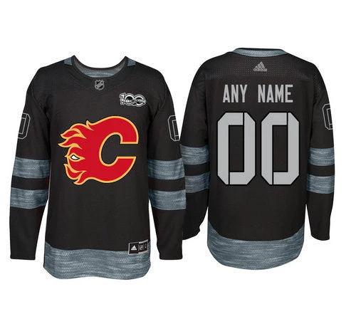 Adidas Calgary Flames Black 1917-2017 100th Anniversary Stitched NHL Custom Jersey by Hockey David