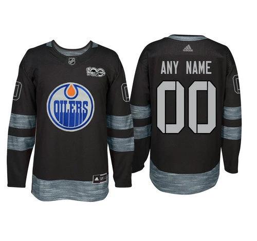 Adidas Edmonton Oilers Black 1917-2017 100th Anniversary Stitched NHL Custom Jersey by Hockey David