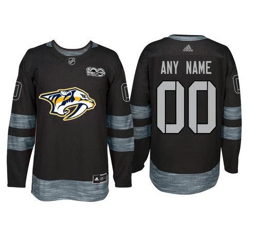Adidas Nashville Predators Black 1917-2017 100th Anniversary Stitched NHL Custom Jersey by Hockey David