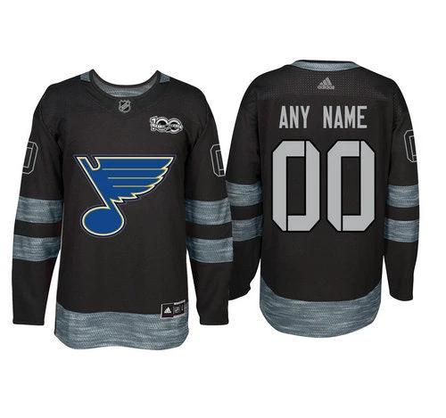 Adidas St. Louis Blues Black 1917-2017 100th Anniversary Stitched NHL Custom Jersey by Hockey David