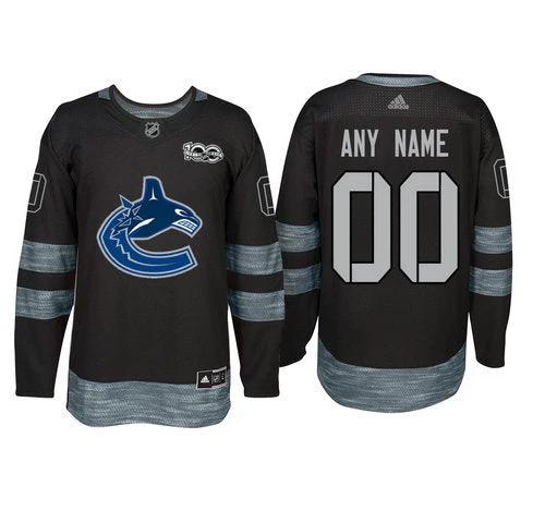 Adidas Vancouver Canucks Black 1917-2017 100th Anniversary Stitched NHL Custom Jersey by Hockey David